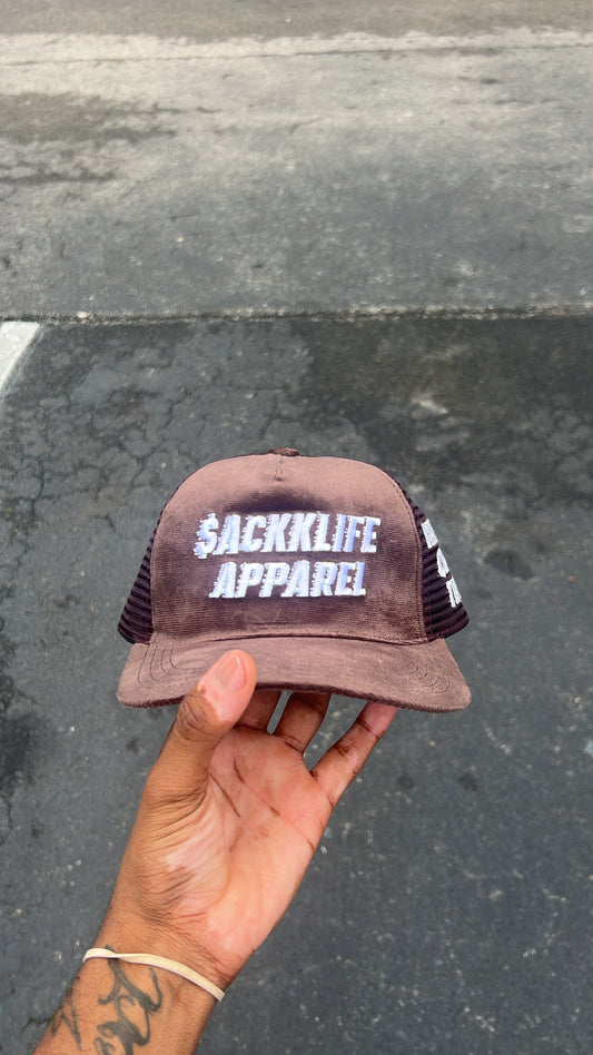 Coffee Brown Suede Trucker Hat